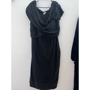 Unique Vintage Black‎ Dress Cowl Neck Draped Top Little Black Dress Size 4x NWT